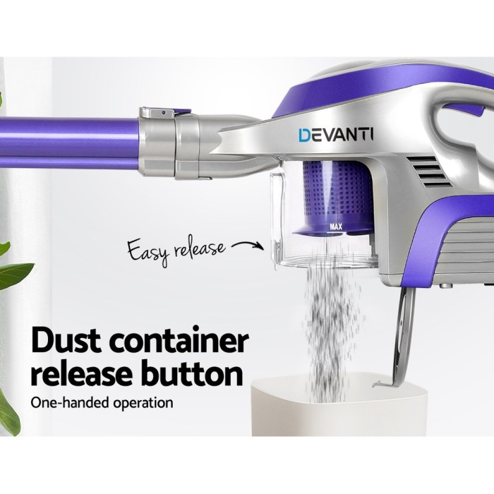 Devanti Stick Vacuum Cleaner Cordless HEPA Filter Purple 150W Devanti Stick Vacuum Cleaner Cordless HEPA Filter Purple 150W