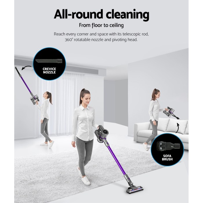 Devanti Stick Vacuum Cleaner Bagless Cordless 120W Purple Devanti Stick Vacuum Cleaner Bagless Cordless 120W Purple