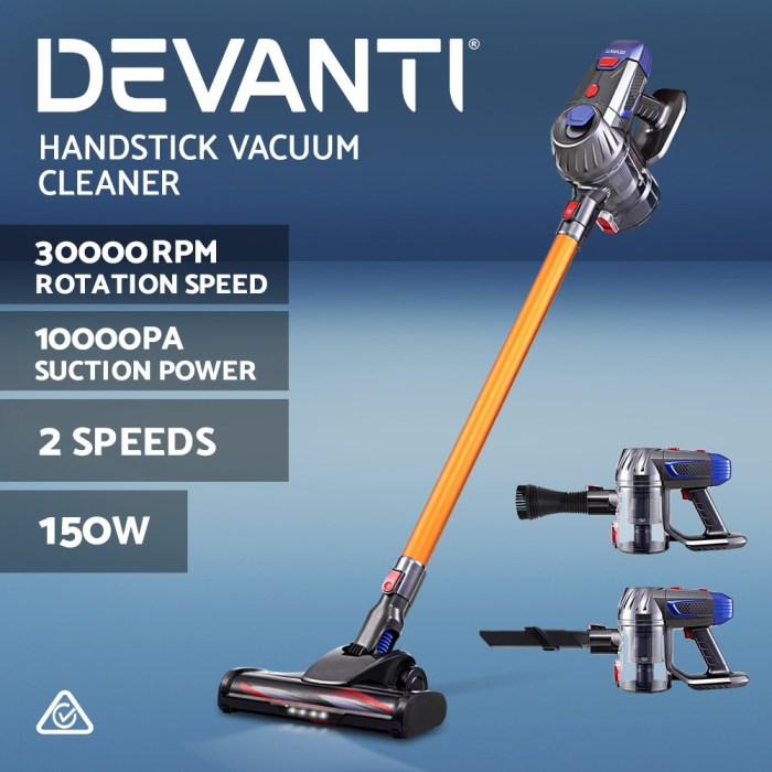 Devanti Stick Vacuum Cleaner Bagless Cordless 150W Gold