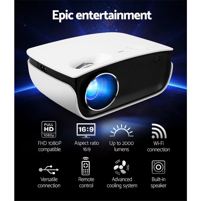 Private: Devanti Portable Mini Video Projector 1080P Wifi Home Theater HDMI White Devanti Portable Mini Video Projector 1080P Wifi Home Theater HDMI White