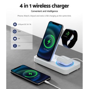 Private: Devanti 4-in-1 Wireless Charger Dock Fast Charging for Phone White Devanti 4-in-1 Wireless Charger Dock Fast Charging for Phone White