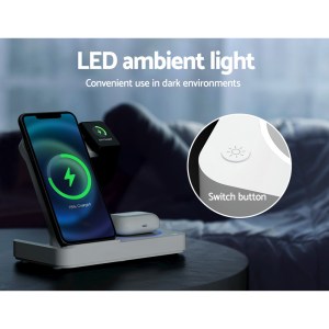 Private: Devanti 4-in-1 Wireless Charger Dock Fast Charging for Phone White Devanti 4-in-1 Wireless Charger Dock Fast Charging for Phone White