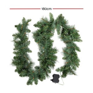 Jingle Jollys 1.8m Christmas Garland with LED lights Party Xmas Decorations Jingle Jollys 1.8m Christmas Garland with LED lights Party Xmas Decorations