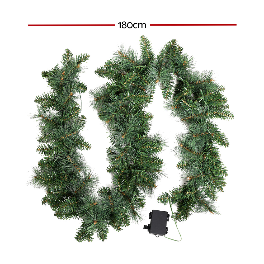 Jingle Jollys 1.8m Christmas Garland with LED lights Party Xmas Decorations Jingle Jollys 1.8m Christmas Garland with LED lights Party Xmas Decorations