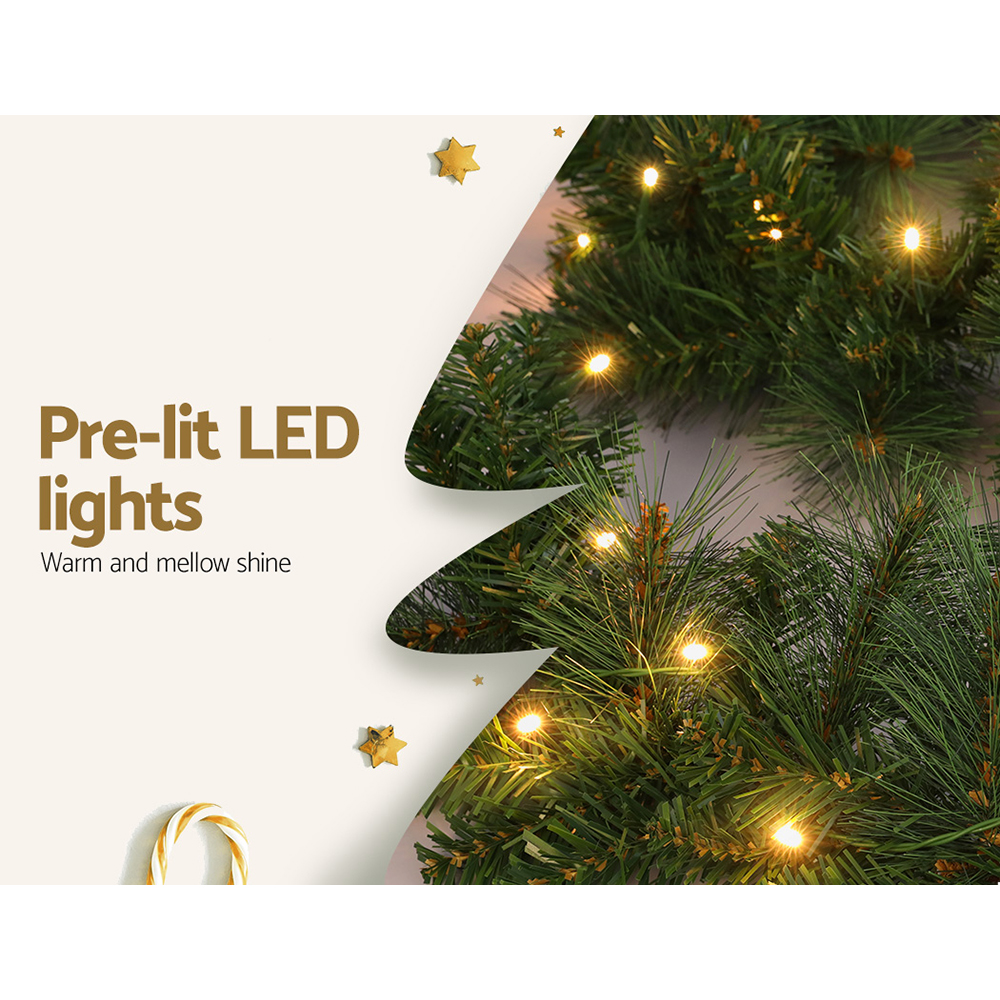 Jingle Jollys 1.8m Christmas Garland with LED lights Party Xmas Decorations Jingle Jollys 1.8m Christmas Garland with LED lights Party Xmas Decorations