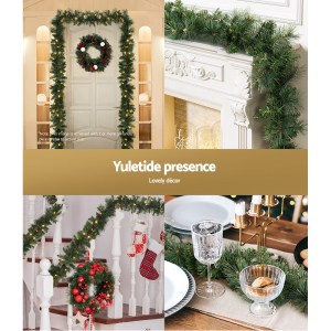 Jingle Jollys 1.8m Christmas Garland with LED lights Party Xmas Decorations Jingle Jollys 1.8m Christmas Garland with LED lights Party Xmas Decorations