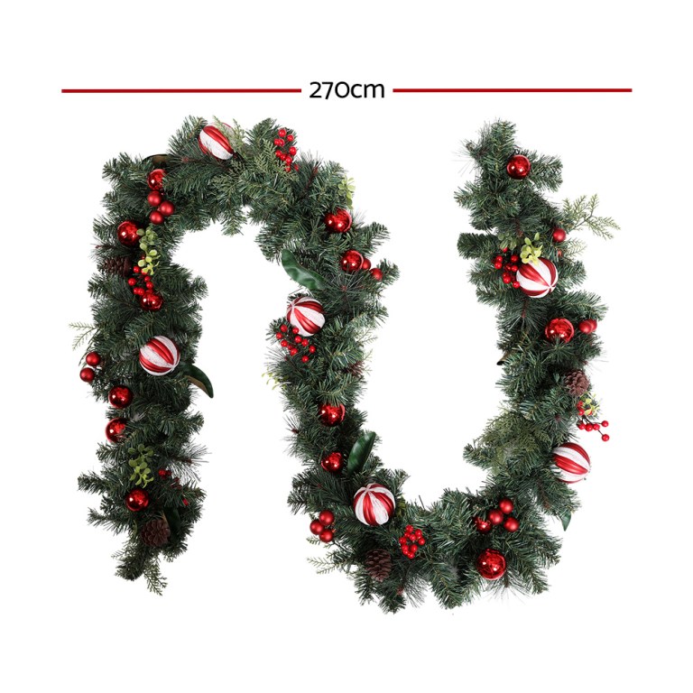 Jingle Jollys 2.7m Christmas Garland with Decorations Xmas Wedding Party Jingle Jollys 2.7m Christmas Garland with Decorations Xmas Wedding Party