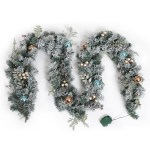 Jingle Jollys 2.7m Christmas Garland with LED Lights Snowy Decoration Xmas Party Jingle Jollys 2.7m Christmas Garland with LED Lights Snowy Decoration Xmas Party