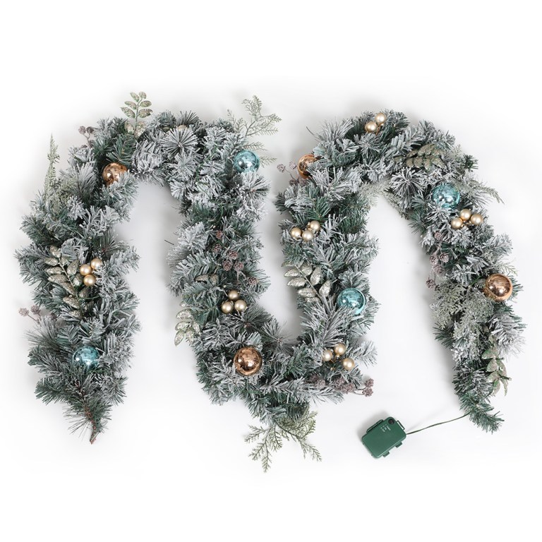 Jingle Jollys 2.7m Christmas Garland with LED Lights Snowy Decoration Xmas Party Jingle Jollys 2.7m Christmas Garland with LED Lights Snowy Decoration Xmas Party