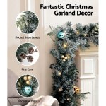 Jingle Jollys 2.7m Christmas Garland with LED Lights Snowy Decoration Xmas Party Jingle Jollys 2.7m Christmas Garland with LED Lights Snowy Decoration Xmas Party
