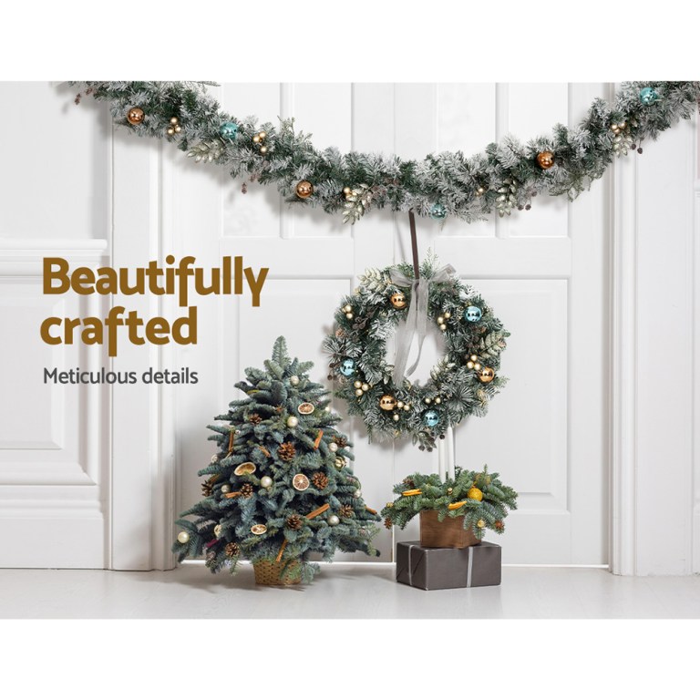Jingle Jollys 2.7m Christmas Garland with LED Lights Snowy Decoration Xmas Party Jingle Jollys 2.7m Christmas Garland with LED Lights Snowy Decoration Xmas Party