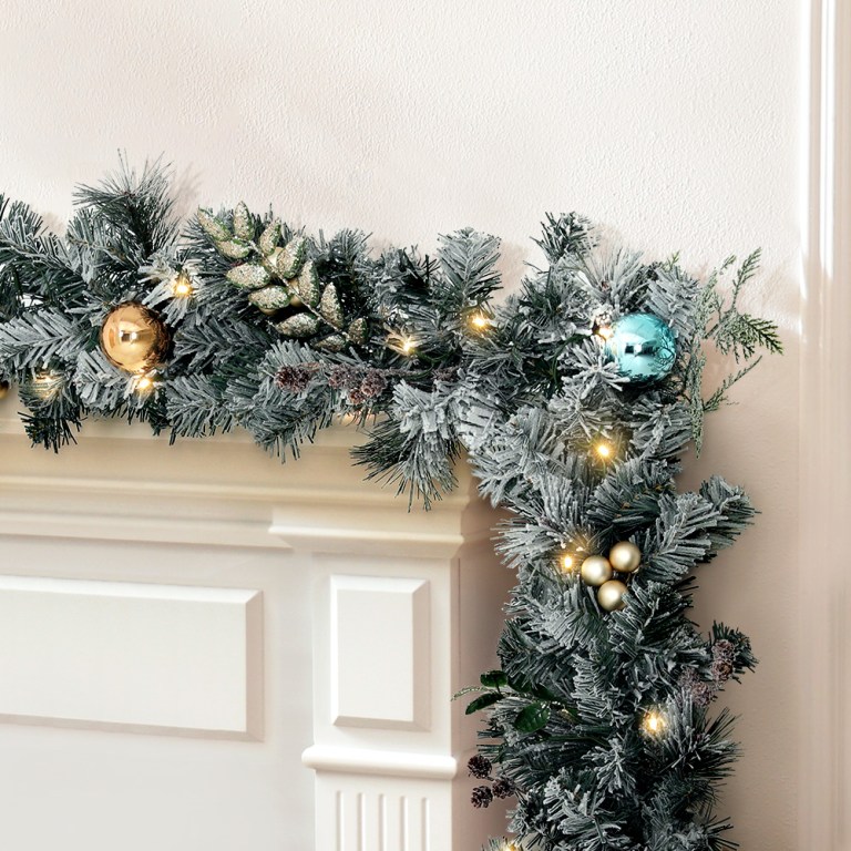 Jingle Jollys 2.7m Christmas Garland with LED Lights Snowy Decoration Xmas Party Jingle Jollys 2.7m Christmas Garland with LED Lights Snowy Decoration Xmas Party