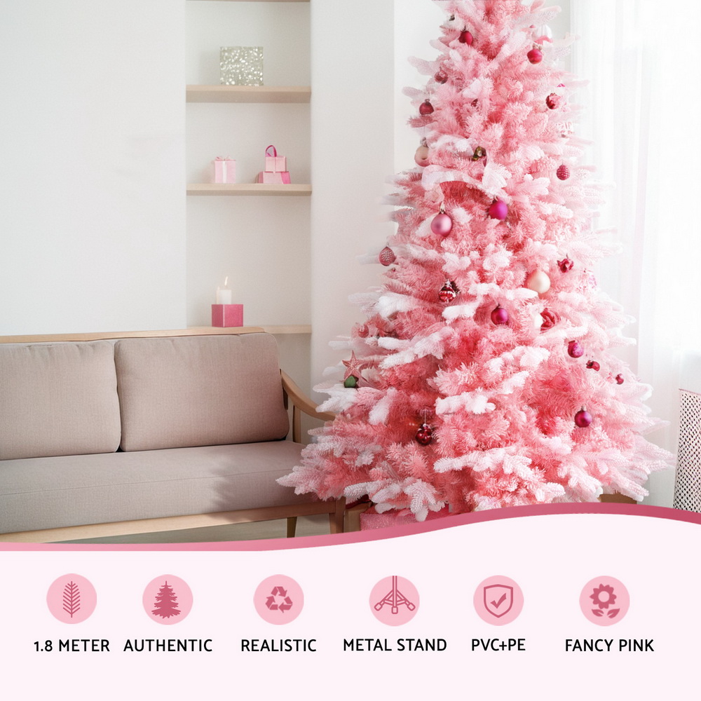 Jingle Jollys Christmas Tree 1.8m Pink Xmas Tree Snowy Party Decor 810 Tips Jingle Jollys Christmas Tree 1.8m Pink Xmas Tree Snowy Party Decor 810 Tips