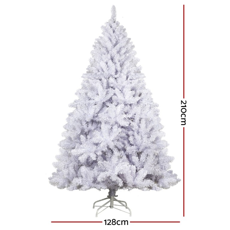 Jingle Jollys Christmas Tree 2.1m 1000 White Tips Xmas Tree Decorations Jingle Jollys Christmas Tree 2.1m 1000 White Tips Xmas Tree Decorations