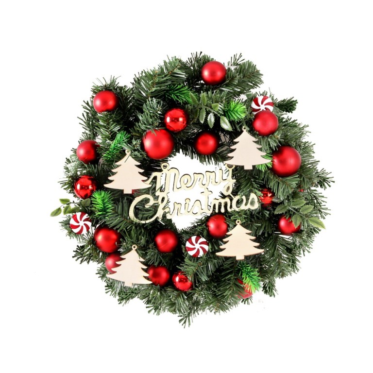 Jingle Jollys Christmas Wreath 40CM Xmas Garland Baubles Ornaments Party Decor Jingle Jollys Christmas Wreath 40CM Xmas Garland Baubles Ornaments Party Decor