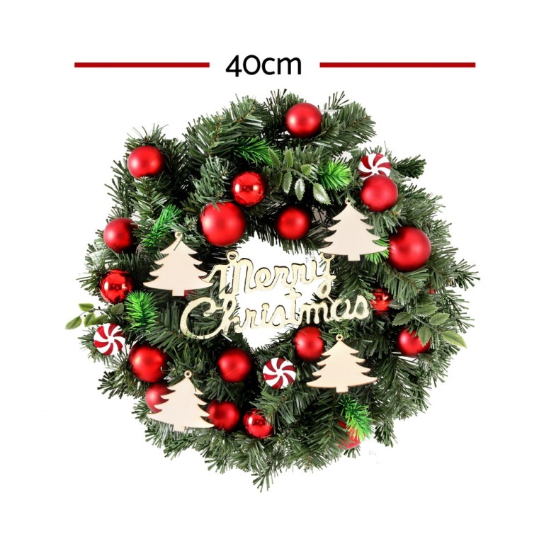 Jingle Jollys Christmas Wreath 40CM Xmas Garland Baubles Ornaments Party Decor Jingle Jollys Christmas Wreath 40CM Xmas Garland Baubles Ornaments Party Decor