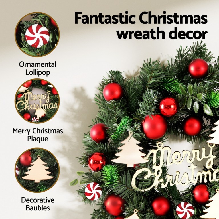 Jingle Jollys Christmas Wreath 40CM Xmas Garland Baubles Ornaments Party Decor Jingle Jollys Christmas Wreath 40CM Xmas Garland Baubles Ornaments Party Decor