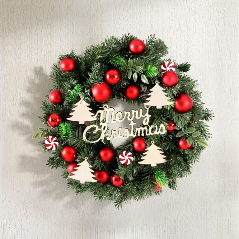Jingle Jollys Christmas Wreath 40CM Xmas Garland Baubles Ornaments Party Decor Jingle Jollys Christmas Wreath 40CM Xmas Garland Baubles Ornaments Party Decor