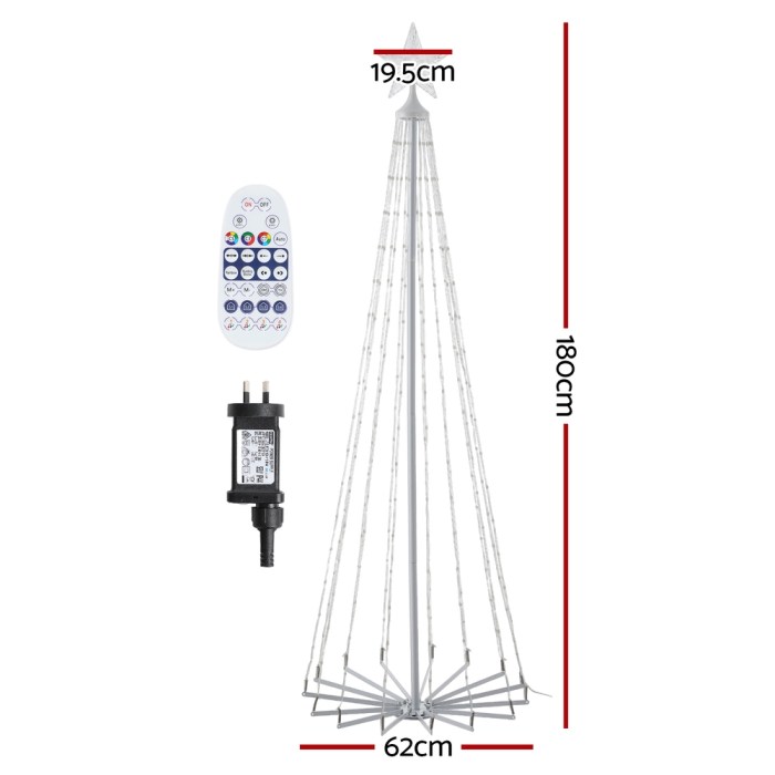 Jingle Jollys Christmas Tree 1.8m 265 RGB LED Fairy Lights Xmas Trees Decoration Jingle Jollys Christmas Tree 1.8m 265 RGB LED Fairy Lights Xmas Trees Decoration