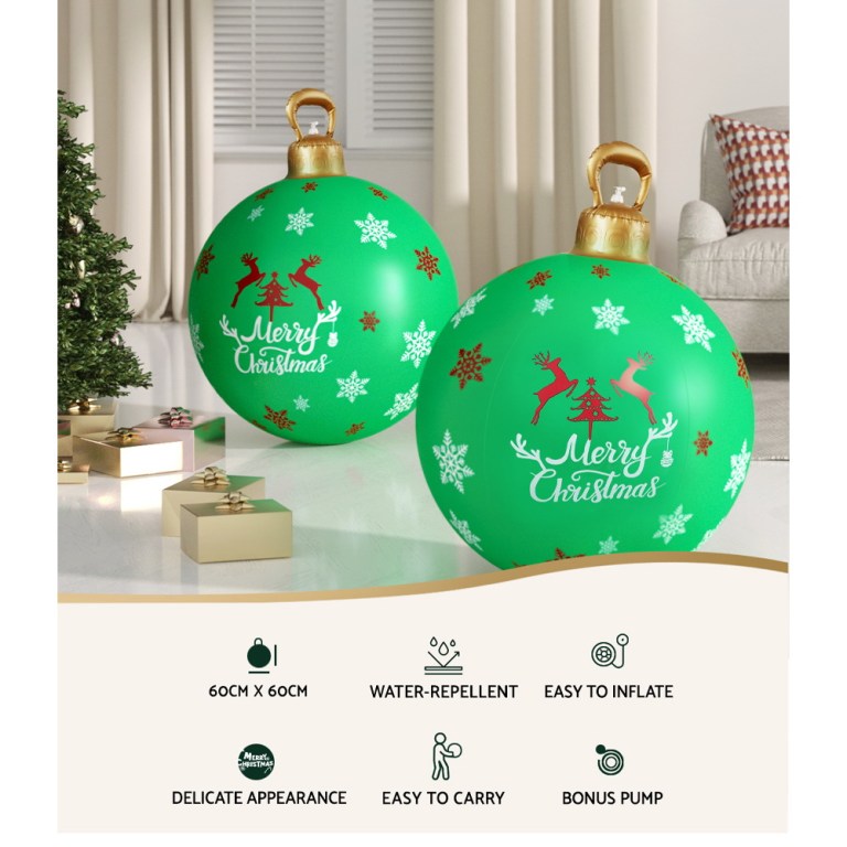 Jingle Jollys Christmas Inflatable Ball Bauble 60cm Outdoor Decoration Green Jingle Jollys Christmas Inflatable Ball Bauble 60cm Outdoor Decoration Green
