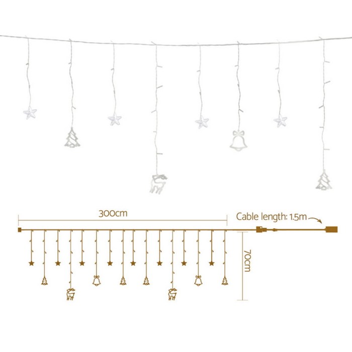 Jingle Jollys 3M Christmas Icicle Lights String Lights 138 LED Warm White Jingle Jollys 3M Christmas Icicle Lights String Lights 138 LED Warm White