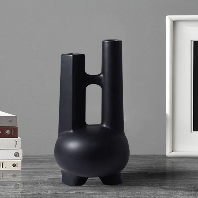soga 2x black ornament modern geometric vase minimalist double tube soga 2x black ornament modern geometric vase minimalist double tube