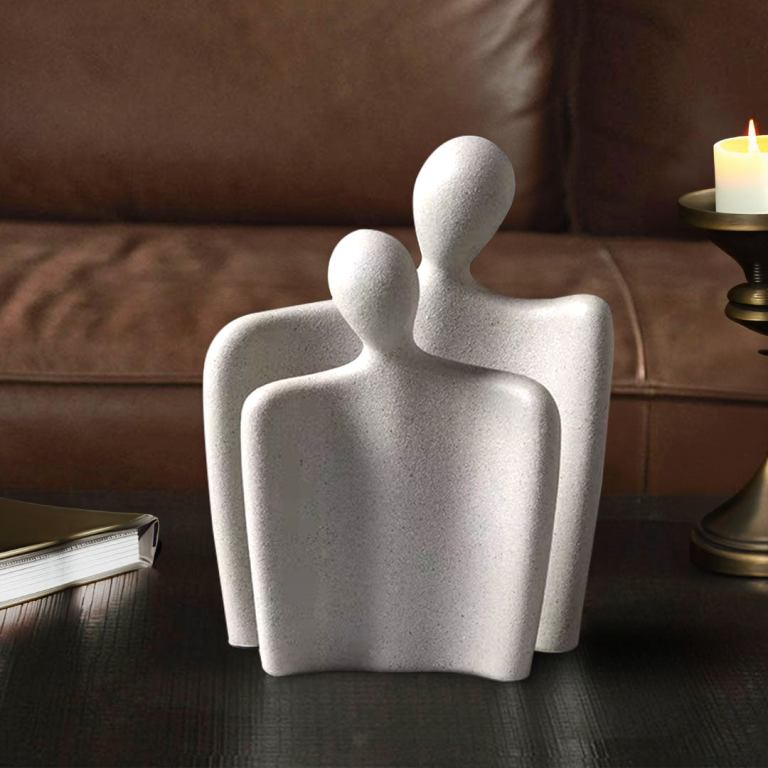 soga ornament matte cream set of 2 abstract human figurine sculptures minimalist