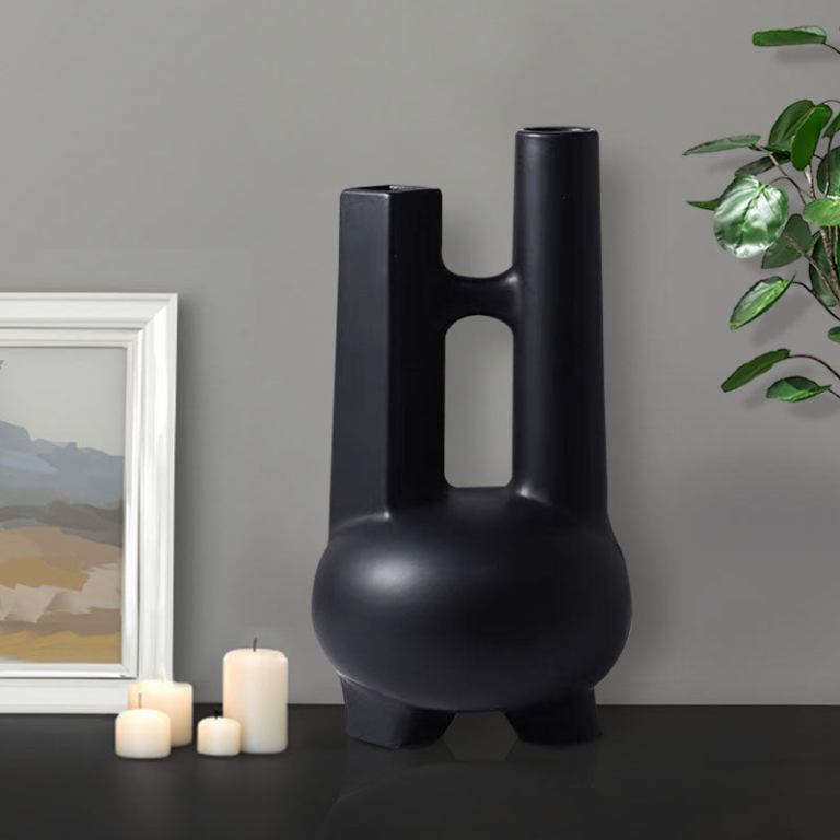 soga ornament black modern geometric vase minimalist double tube soga ornament black modern geometric vase minimalist double tube