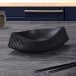 soga 2x 37x12.5cm black ornament boat shaped plate ceramic food decoration serving tray