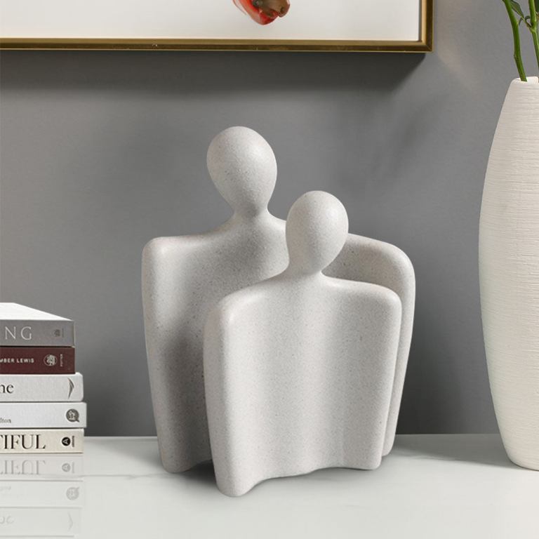 soga ornament matte cream set of 2 abstract human figurine sculptures minimalist
