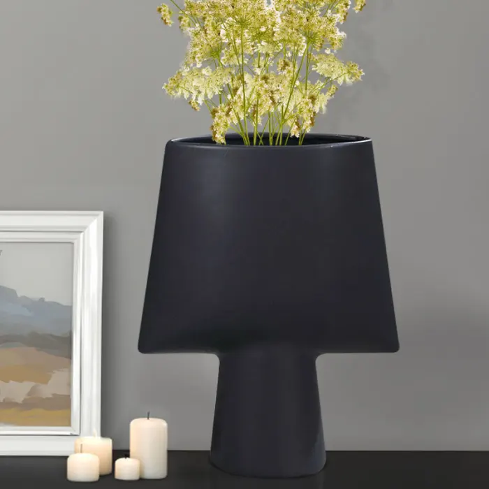 soga 21x25.5cm small black ornament geometric decor ceramic vase flower pots soga 21x25.5cm small black ornament geometric decor ceramic vase flower pots