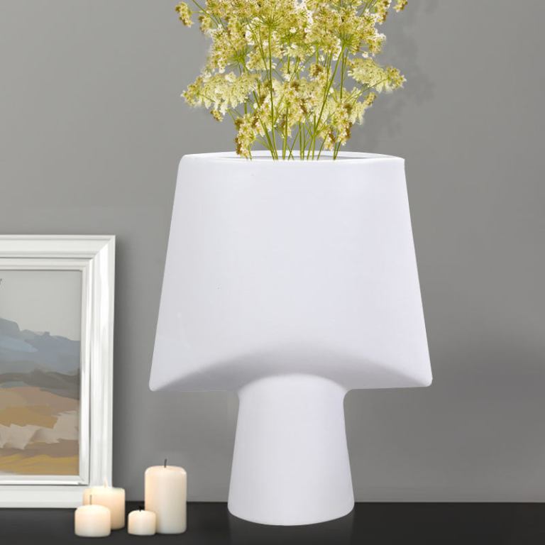 soga 2x 21x25.5cm small white ornament geometric decor ceramic vase flower pots