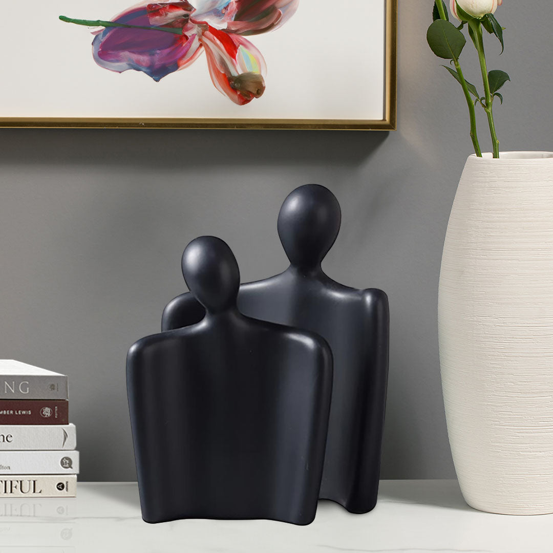 soga ornament black set of 2 abstract human figurine sculptures minimalist