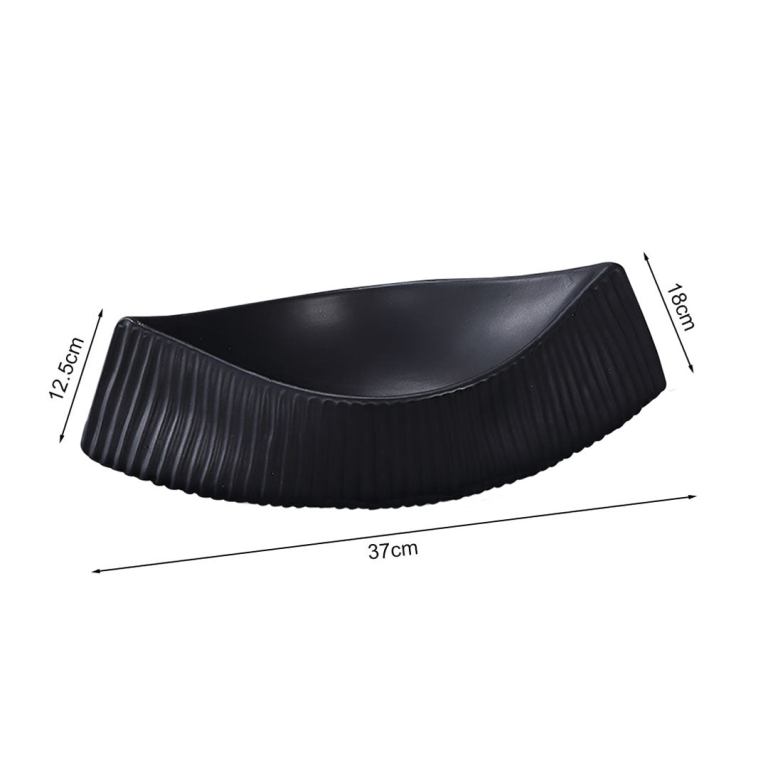 soga 2x 37x12.5cm black ornament boat shaped plate ceramic food decoration serving tray