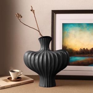 soga 2x 28x30cm ornament large matte black vases countertop decoration