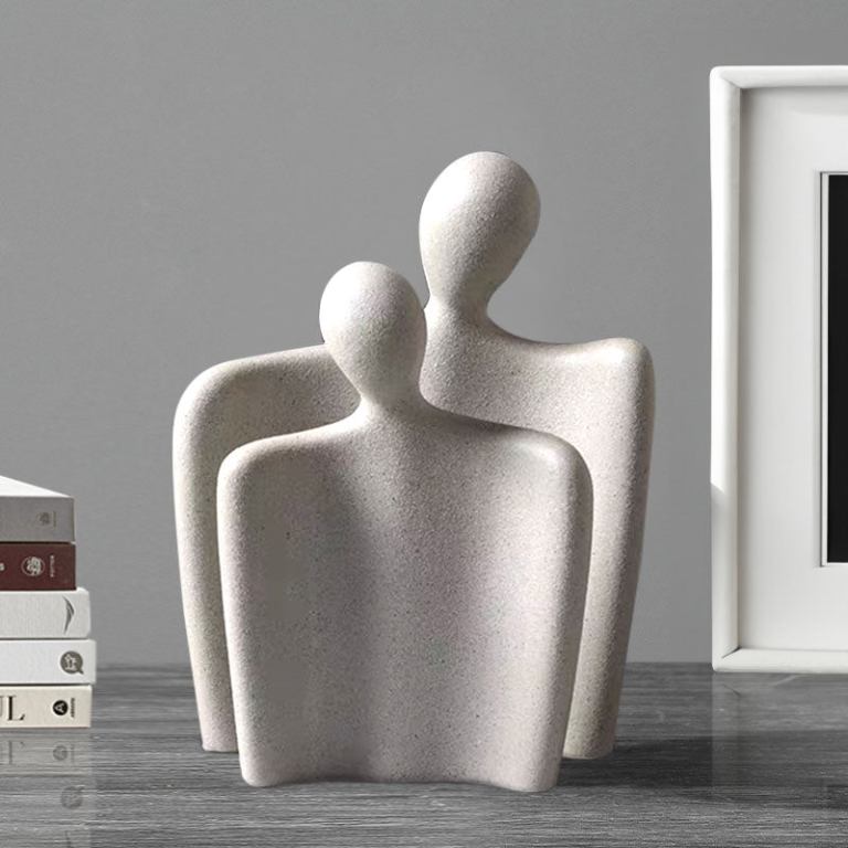soga ornament matte cream set of 2 abstract human figurine sculptures minimalist