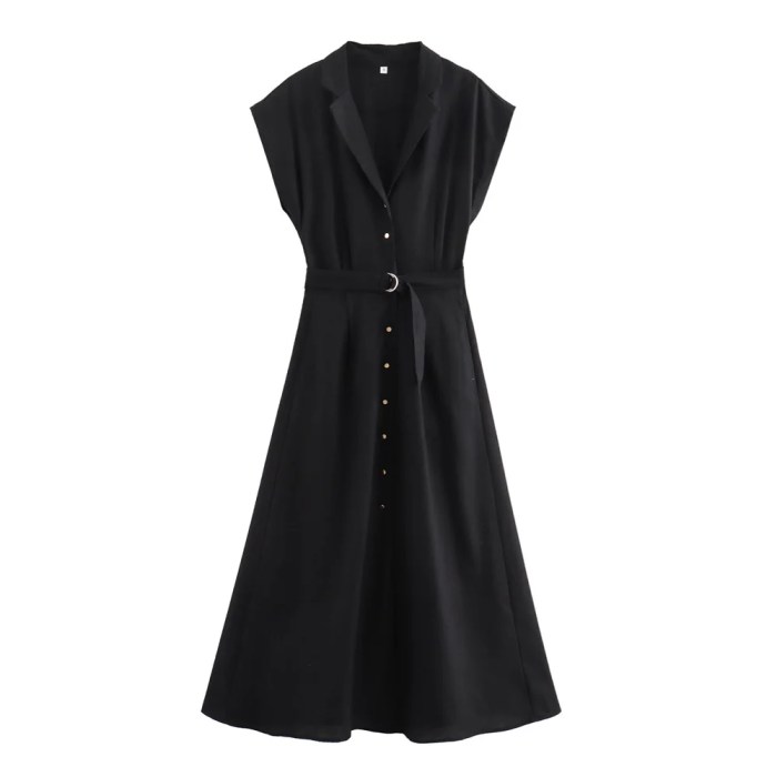women's summer linen blend midi shirt style sleeveless dress Women's Summer linen blend midi shirt style sleeveless dress