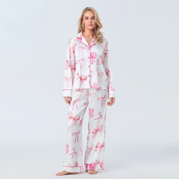women's 2 piece bow all over loungewear pjs set Women's 2 Piece Bow All-over Loungewear Pjs Set