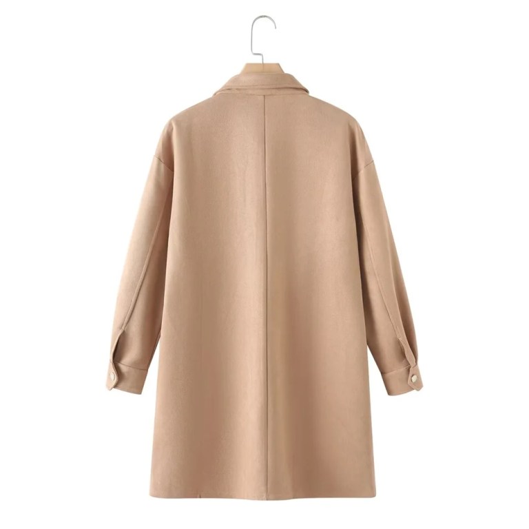zach ailsa women's lapel long sleeved single breasted casual mid length jacket, Zach Ailsa Women's Lapel Long Sleeved Single Breasted Casual Mid-Length Jacket, 3