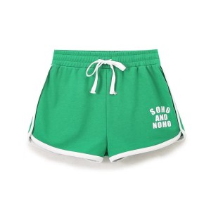 zach women's soho noho round neck short sleeve contrast letter t shirt & mid waist shorts set Zach Women's Soho Noho Round Neck Short Sleeve Contrast Letter T-Shirt & Mid-Waist Shorts Set 4