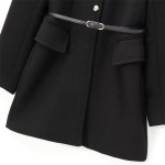 zach women's long sleeve breasted coat with waistband & stand up collar Zach Women\'s Long Sleeve Breasted Coat with Waistband & Stand-Up Collar 4