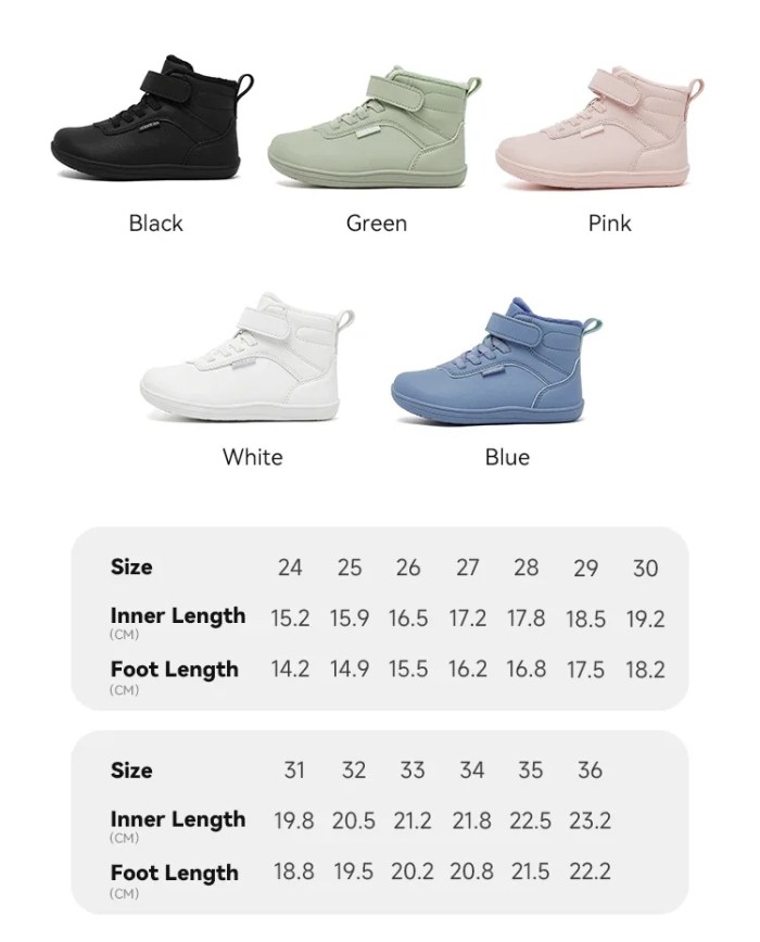 hobibear kids winter barefoot faux fur lined ankle hook loop high top sneaker shoes HOBIBEAR Kids Winter Barefoot Faux Fur Lined Ankle Hook-Loop High Top Sneaker Shoes