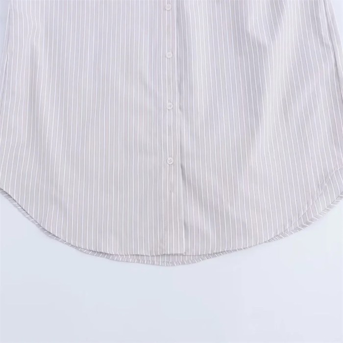 zach women's striped poplin long sleeve loose casual shirt Zach Women's Striped Poplin Long Sleeve Loose Casual Shirt 4