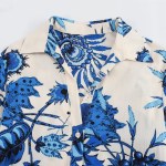 women's flip collar, buckle tie belt, blue floral shirt dress Women's Flip Collar, Buckle Tie Belt, Blue Floral Shirt Dress 3