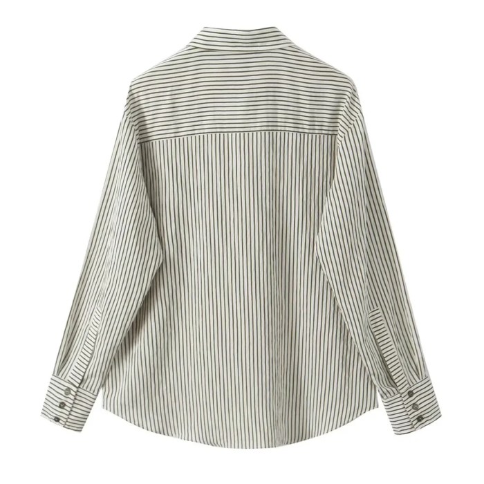 Zach Women's Striped Vertical Single-Breasted Long Sleeve Flip Collar Shirt 2
