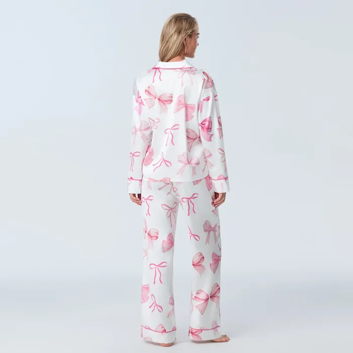 women's 2 piece bow all over loungewear pjs set Women's 2 Piece Bow All-over Loungewear Pjs Set 6
