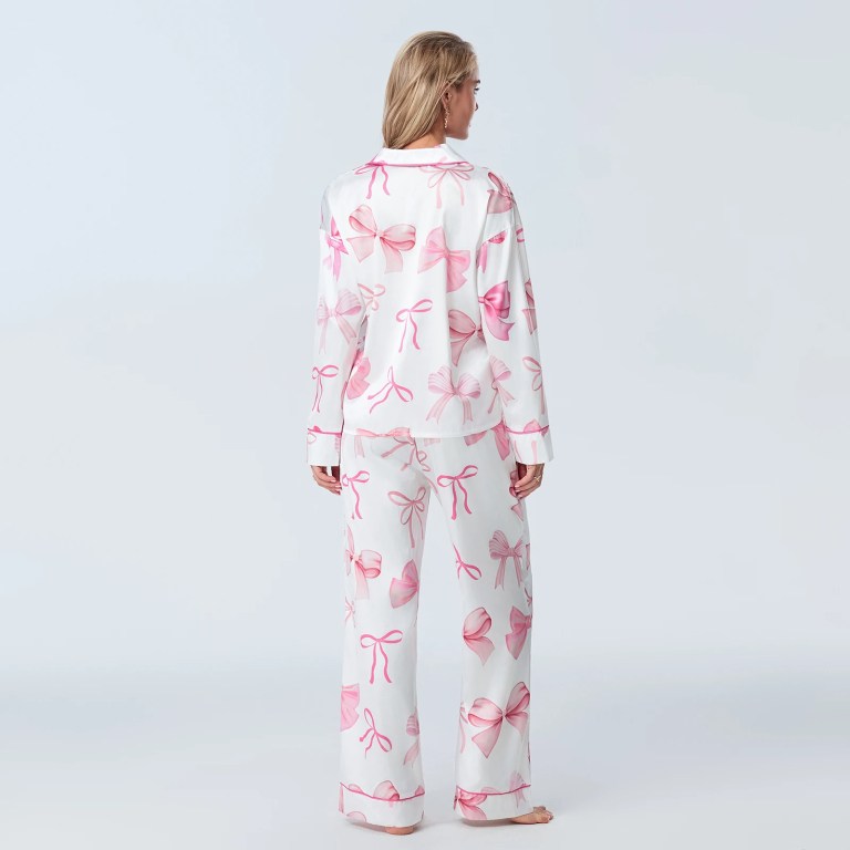 Women's 2 Piece Bow All-over Loungewear Pjs Set 6
