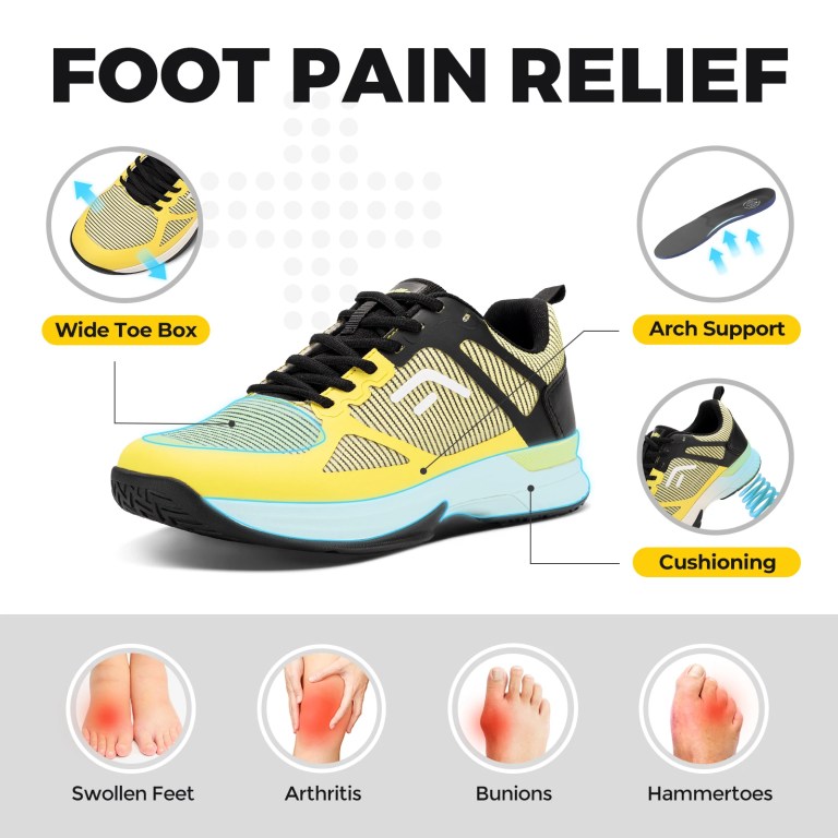 FitVille Men's Wide Pickleball Shoes Tennis Shoes Full Court Tennis Sneakers with Arch Support Lightweight Non-slip Sports Shoe 5