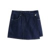 traf 2024 women's fashion flip pocket decoration short flip collar slim fit denim top + asymmetric denim skirt 2 piece set TRAF 2024 Women's Fashion Flip Pocket Decoration Short Flip Collar Slim fit denim Top + Asymmetric Denim Skirt 2 Piece Set 3