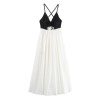 zach women's sleeveless bareback midi dress with contrast splicing Zach Women's Sleeveless Bareback Midi Dress with Contrast Splicing 2